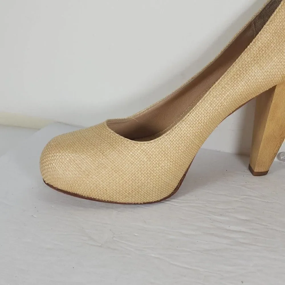 Loeffler Randall Women's Esther US 7,5 B Raffia Pumps Heels Shoes